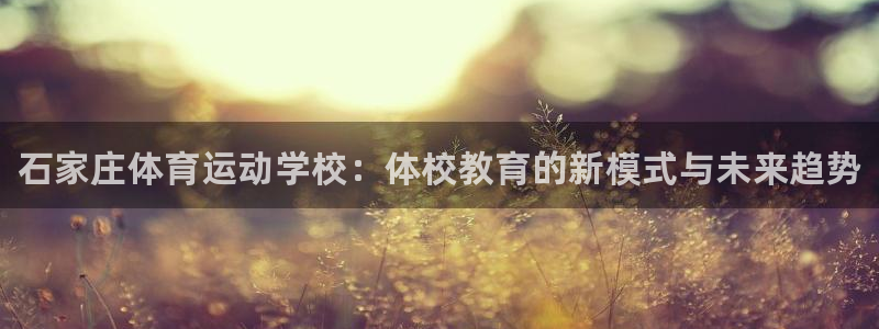 凯发官方正版app娱乐平台：石家庄体育运动学校：体校教育的新